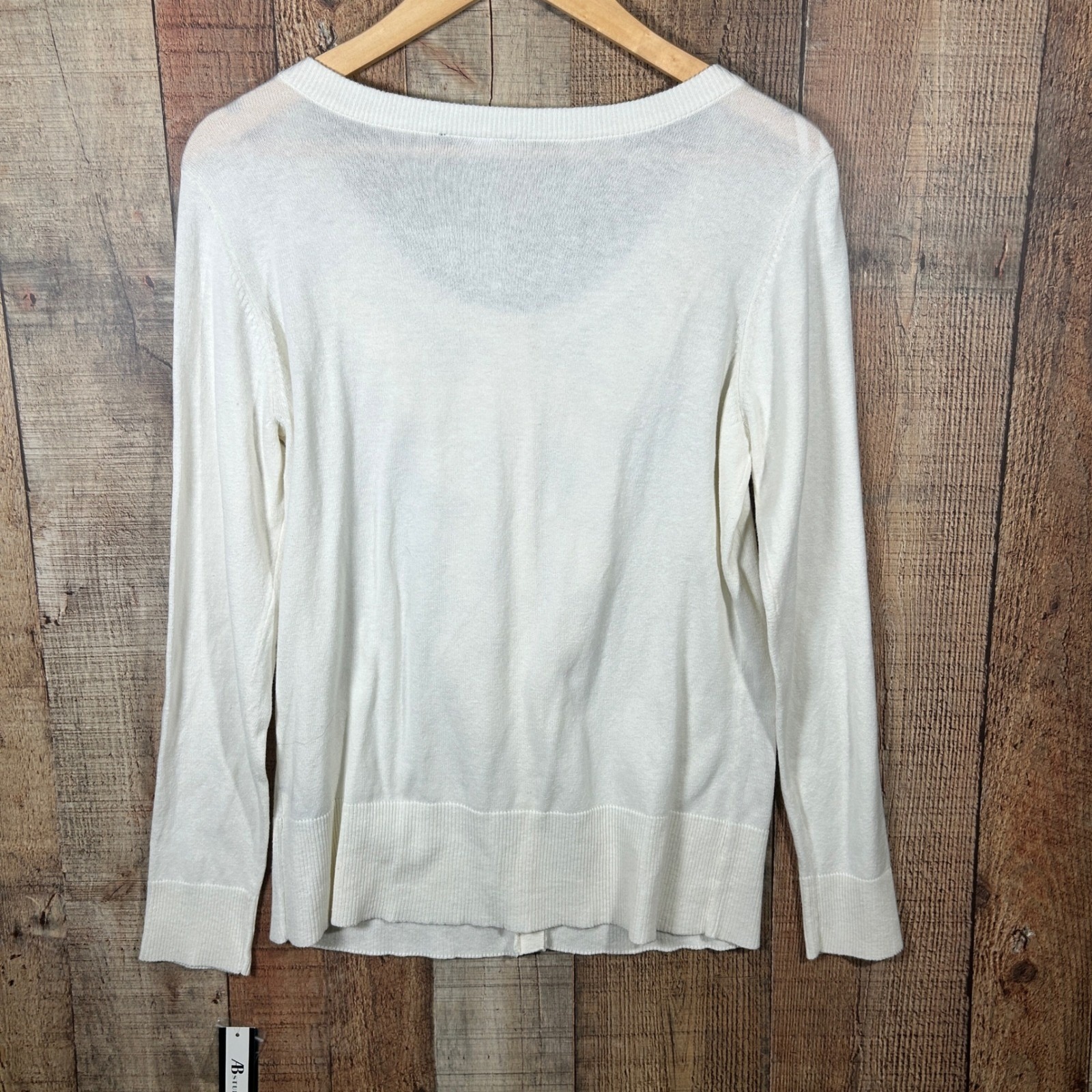 Ab Studio Ruffle Cardigan Sweater Ivory Layering Nwt Large Romantic Coquette — image 6 of 6